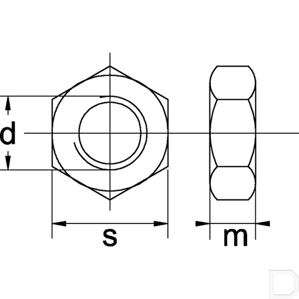 Moer M12x1,25 klasse 8 verzinkt DIN 934 Fijn