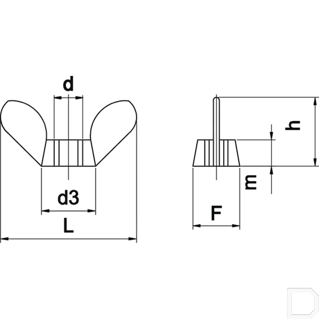 Vleugelmoer M12 RVS-A2 DIN 315 