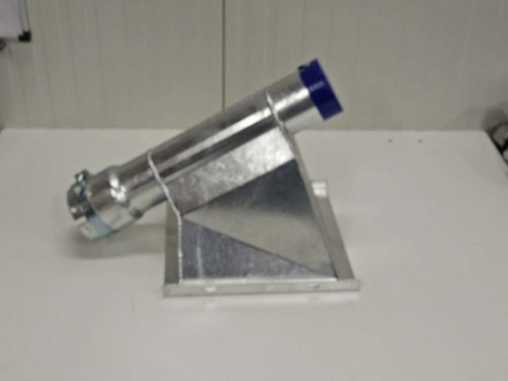 Spiraalonderbak Ø 80 mm met uitloop onder 20° excl aanname-as 