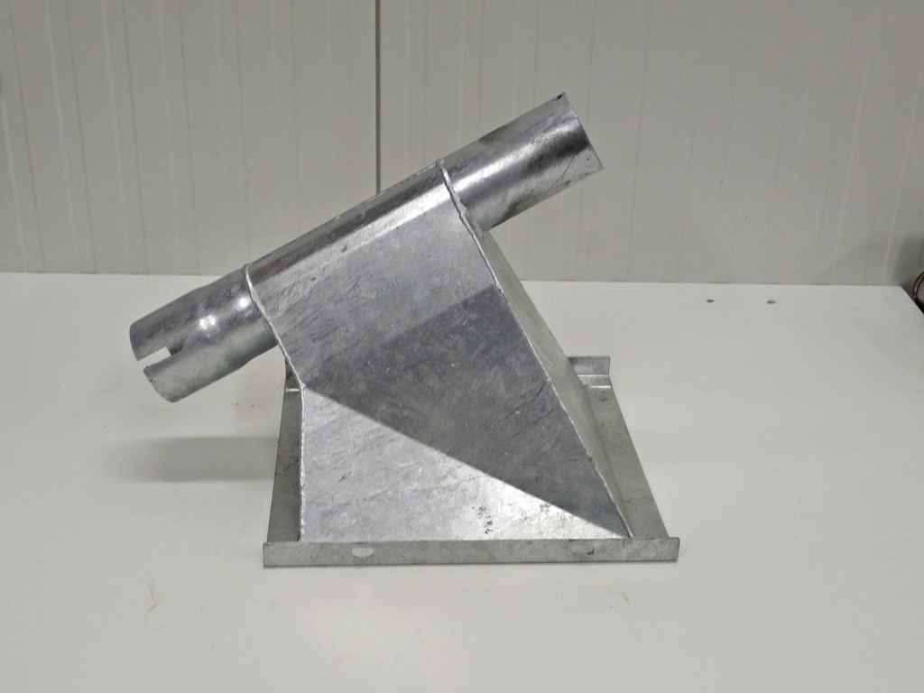 Spiraalbak met uitloop onder 30° t.b.v. spiraal van Ø 80 mm
