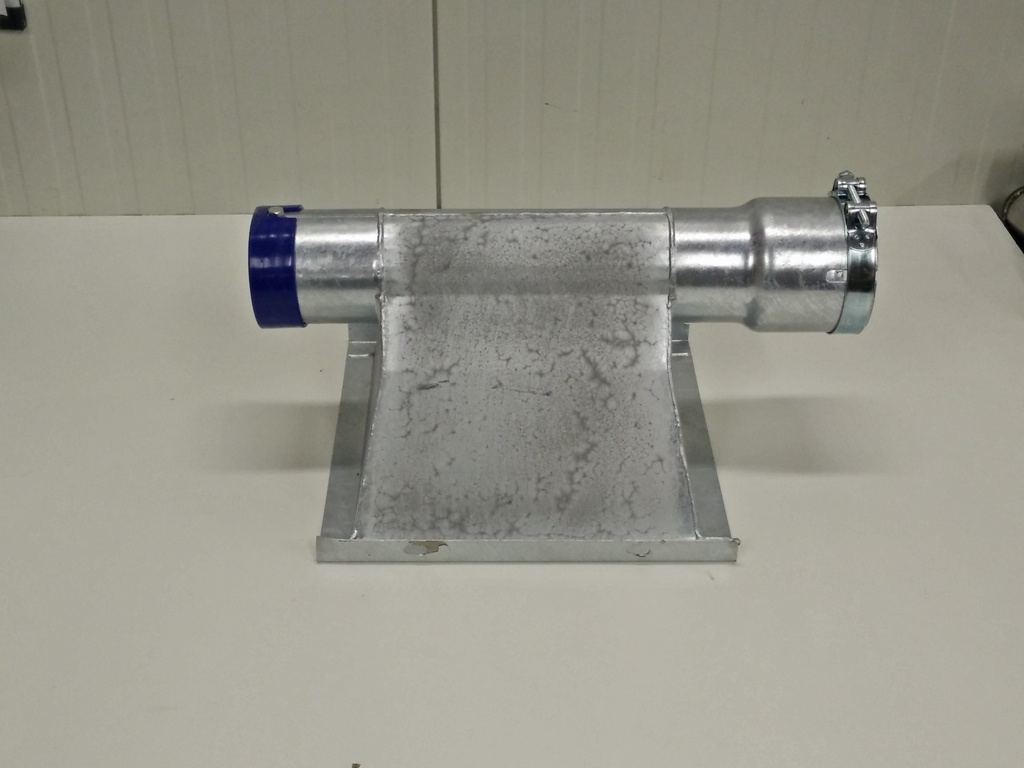 Spiraalbak Ø 114 mm met een rechte uitloop compleet 
