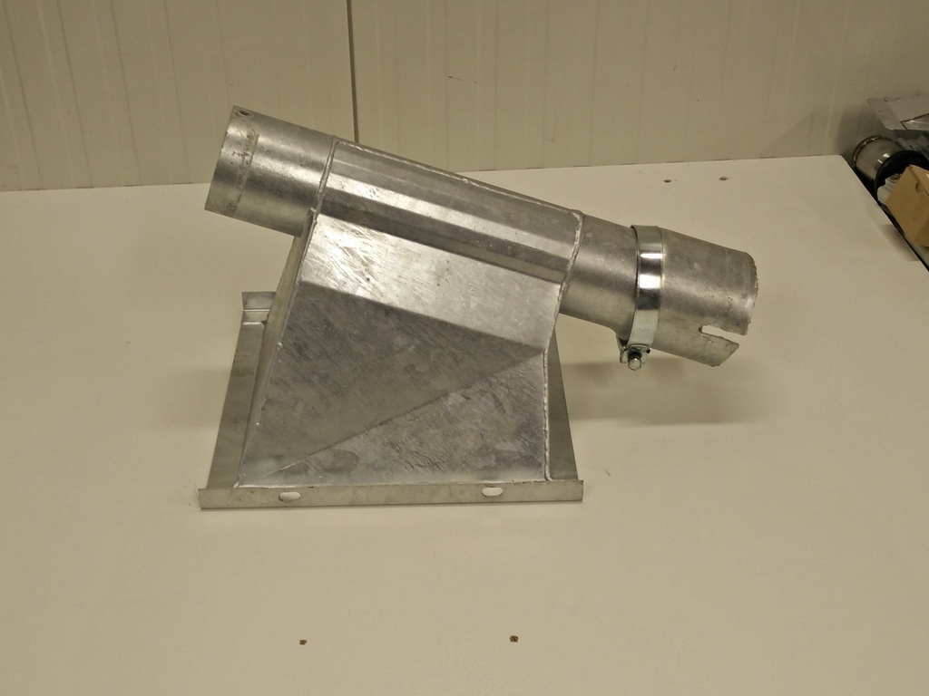 Spiraalbak Ø 114 mm met uitloop onder 20° compleet 