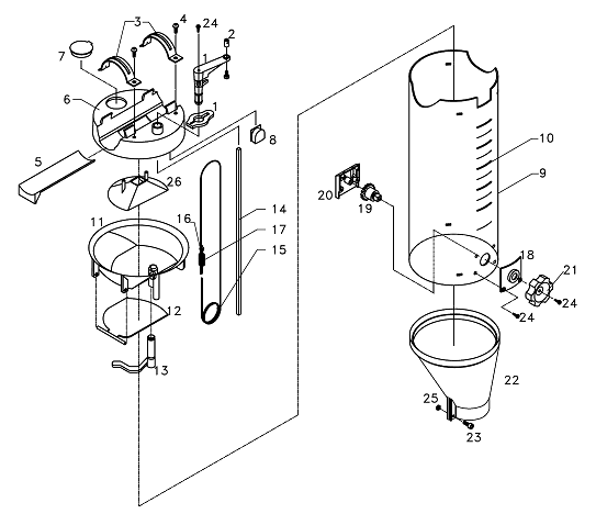 Prop t.b.v. afdichting veer in bodemframe dosator Daltec systeem