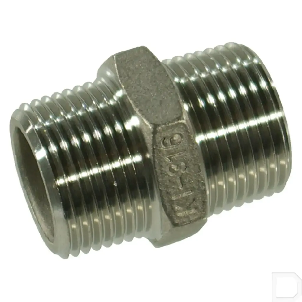 Dubbele nippel 1½" male nr. 280 RVS