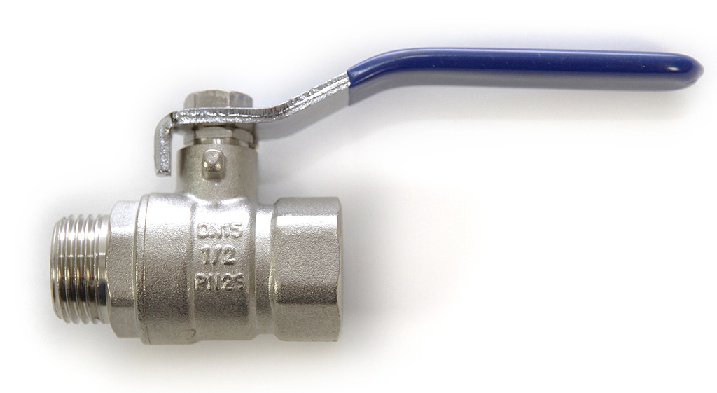 Messing verchroomd kogelkraan ½" bin. x bui.