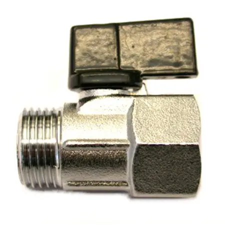 Messing verchroomd kogelkraan mini ¼" bin. x bui.