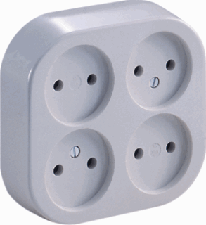 Wandcontactdoos (schakelmateriaal) ABL WANDCONTDS 4V 2P OPB WIT