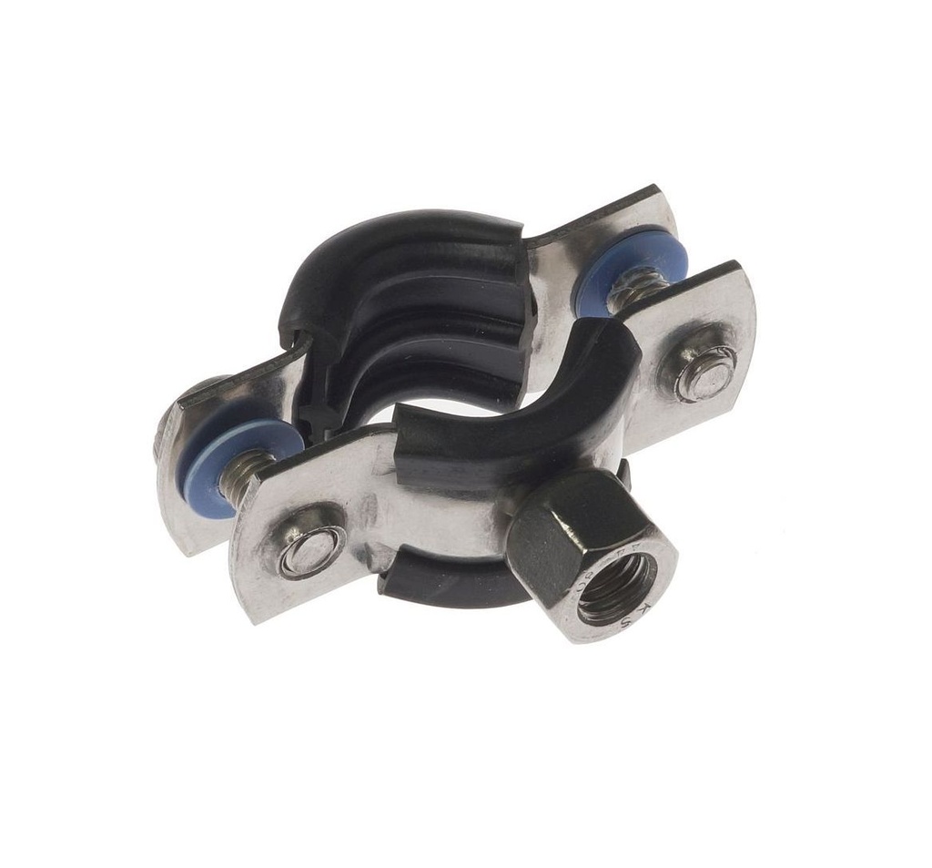 Pijpbeugel M8 RVS 316 53-58 mm met rubber inlaag