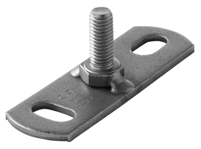 Muurplaat met buitendraad M8 x 20 mm sleufgaten 15 x 8,5 mm   RVS 316
