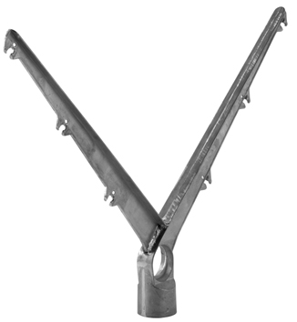 Alu-dubbele puntdraadkop ø 48 mm  45° 2 x 3-draads gelast