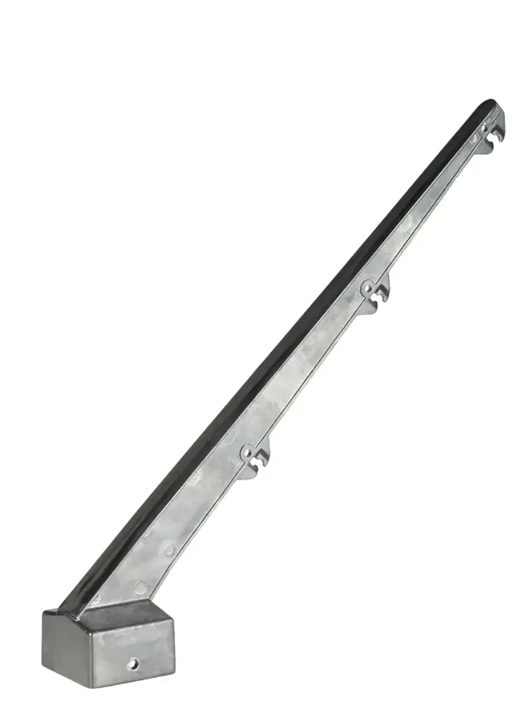 Aluminium schuine arm enkel 45° voor koker 60 × 60 mm 3 draden – prikkeldraadhouder / puntdraadkop