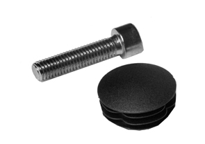 Bout M8 RVS 35 mm met zwarte lensdop voor eind- en hoekpalen van hekwerk
