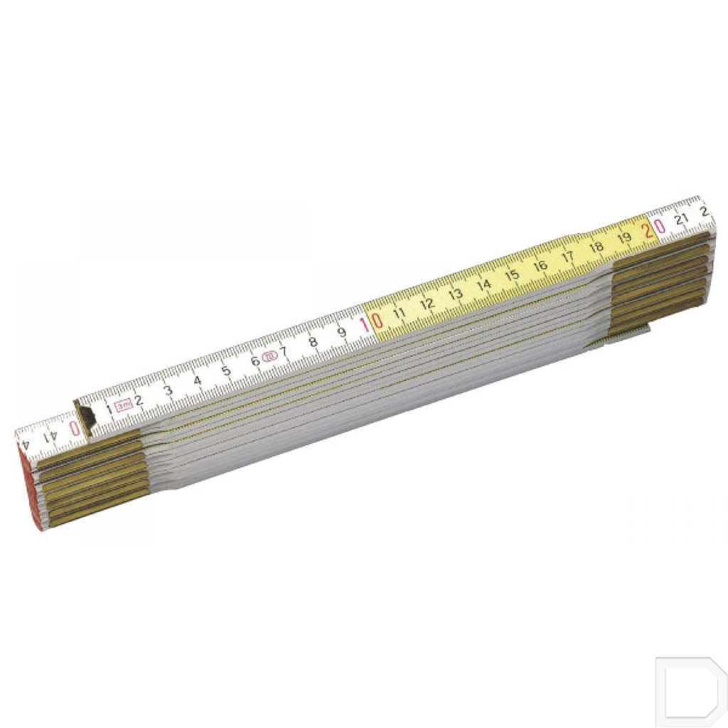 Duimstok hout geel/wit 2 mtr.