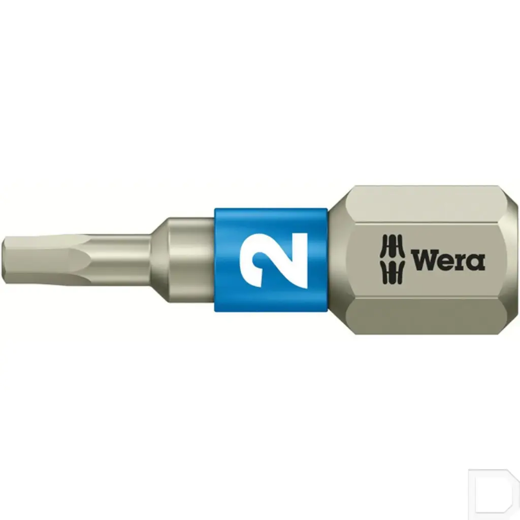 Inbusbit 1/4" 6-kant met 2 mm stift 25 mm lang RVS