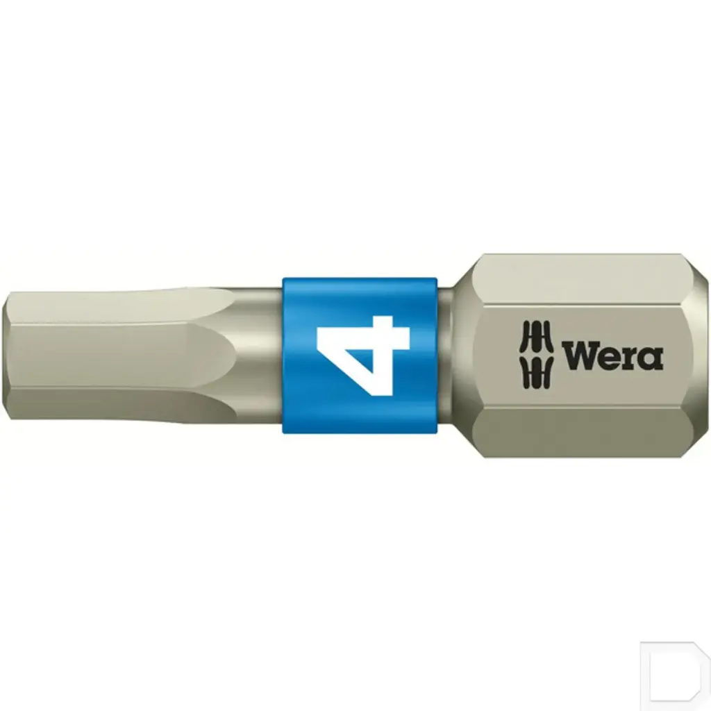 Inbusbit 1/4" 6-kant met 4 mm stift 25 mm lang RVS