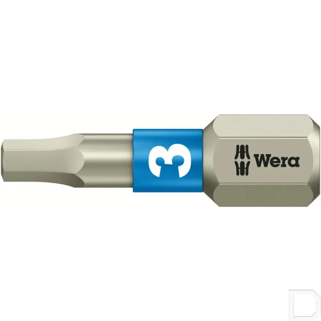 Inbusbit 1/4" 6-kant met 3 mm stift 25 mm lang RVS