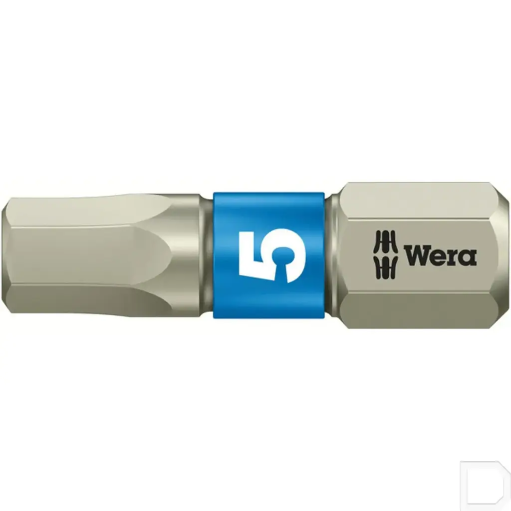 Inbusbit 1/4" 6-kant met 5 mm stift 25 mm lang RVS