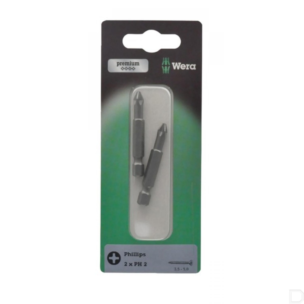 Schroefbit 1/4" 6-kant met Philips PH2 50mm lang 2stuks