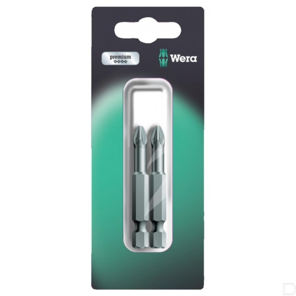 Schroefbit 1/4" 6-kant met Pozidriv PZ3 50mm lang (2st.) Wera