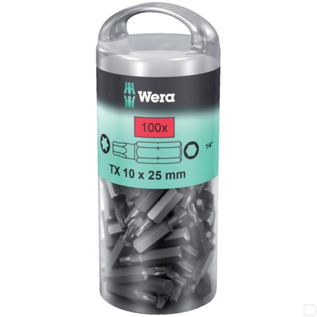 Schroefbit 1/4" 6-kant met Torx TX20 25mm lang 100(st.) Wera