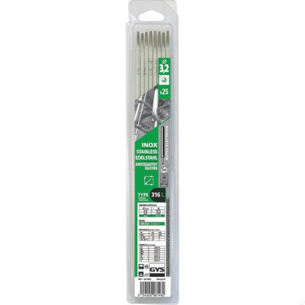 Elektroden universeel RVS316 Ø3,2mm 25stuks