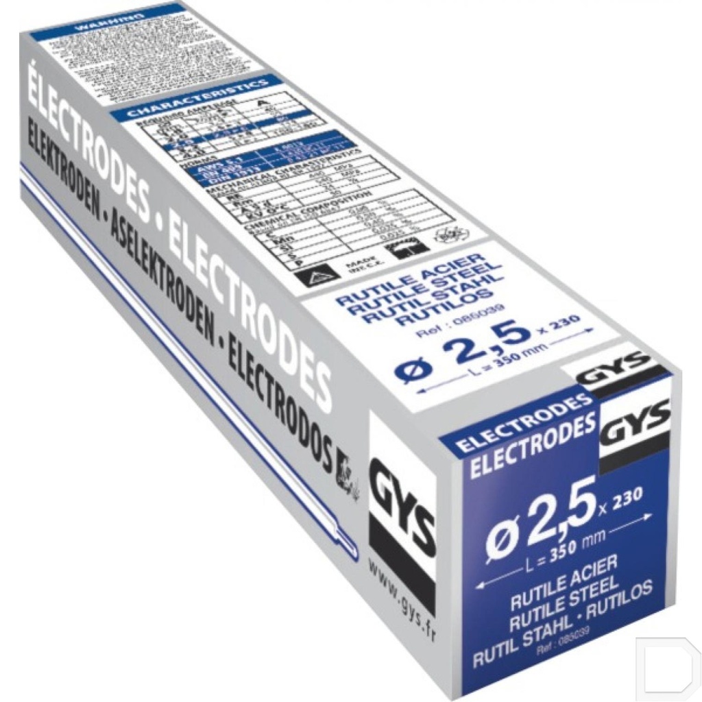 Elektroden rutiel Ø2,5mm 350mm lang 230 stuks Gys
