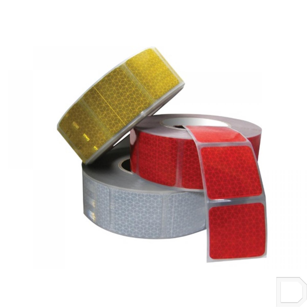 Reflecterende tape geel gesegmenteerd 50mm 50 meter