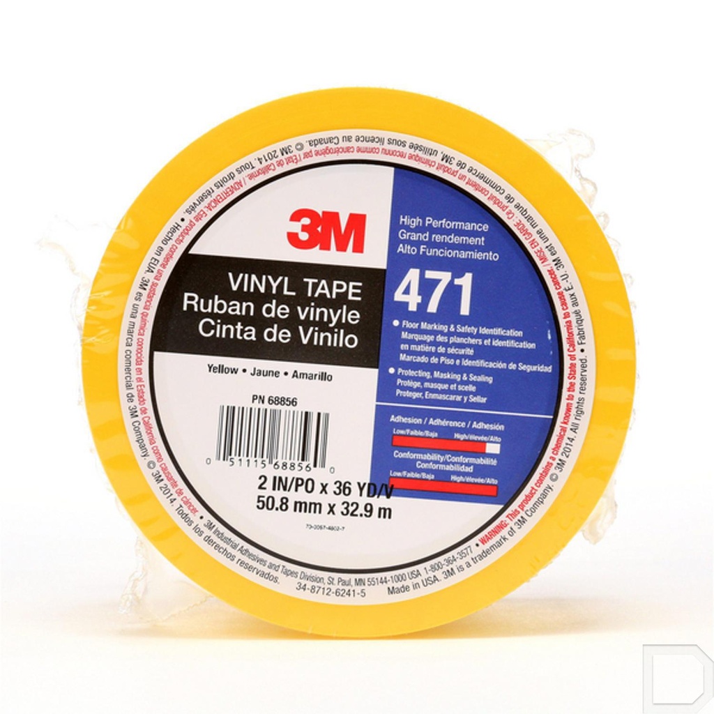 Vinyl tape 471 50 mm x  33 m geel
