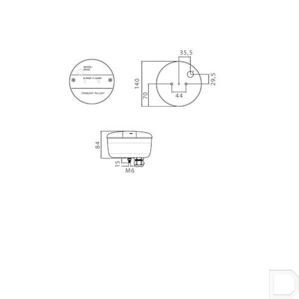 Achterlicht rond 24V