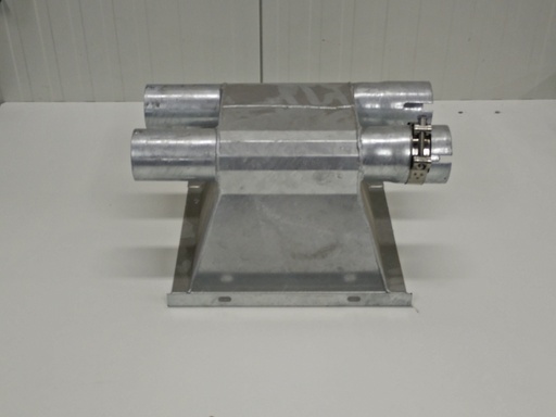 [SPB 080 DU 0045] Dubbele spiraalbak met uitloop onder 45° t.b.v. spiraal van Ø 80 mm