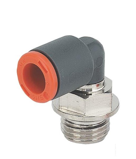 [2L34003] MW inst.kopp. KIKI-4x1/4" KU  RL34-serie knie insteekoppeling kunststof met buitendraad draaibaar