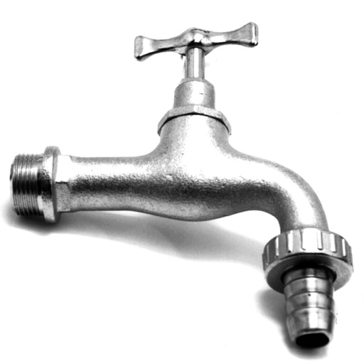 [2127-000012] Messing verchroomd kogelkraan slangwartel ½" bui. x tule