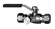 [9618-000028] Messing stopkraan met aftapgelegenheid 28 mm 2 x knel