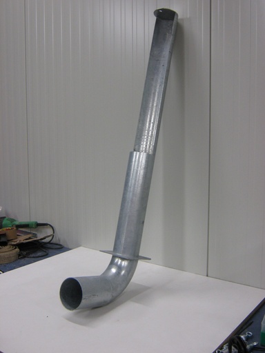Inblaasstuk met bocht en montageplaat voor buis 101,6 mm