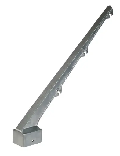[0134009] Aluminium schuine arm enkel 45° voor koker 40 × 60 mm 3 draden – prikkeldraadhouder / puntdraadkop RAL 6009 groen