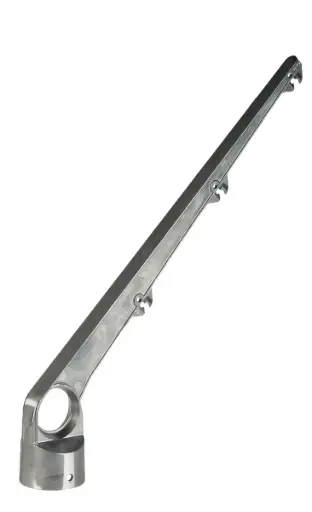 [0134448] Aluminium schuine arm uitwendig 45° voor ronde paal 48 mm 3 draden – prikkeldraadhouder / puntdraadkop