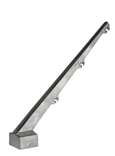 [0136009] Aluminium schuine arm enkel 45° voor koker 60 × 60 mm 3 draden – prikkeldraadhouder / puntdraadkop RAL 6009 groen