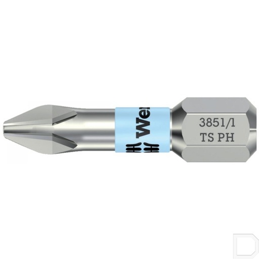 [SC38511TSSBPH1] Schroefbit 1/4" 6-kant met Philips PH1 25mm lang RVS Wera