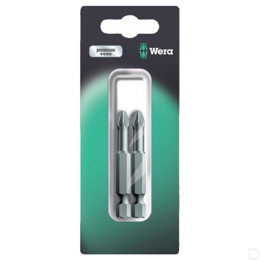 [SC8554TZSBPZ2] Schroefbit 1/4" 6-kant met Pozidriv PZ2 50mm lang (2st.) Wera