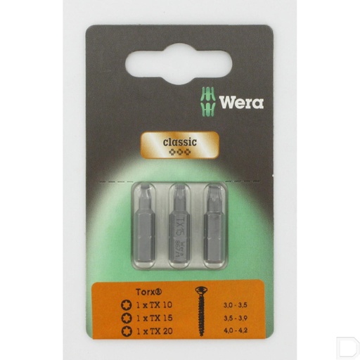 [SC8671ZSETASB] Schroefbits 1x TX10/Tx15/Tx20 Wera