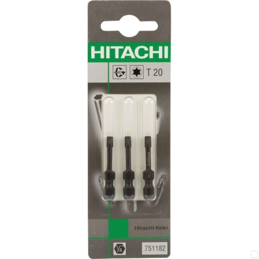 [751182] Schroefbit 1/4" 6-kant met Torx TX20 38mm lang kracht 3(st.) Hitachi