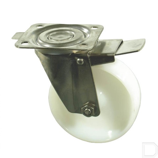 [WH.600.N.80] Zwenkwiel RVS 80mm met rem 