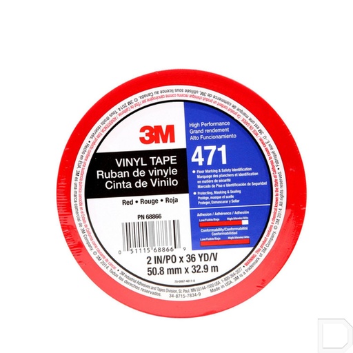 [7100044655] Vinyl tape 471 50mmx0.14mm rol 33m rood