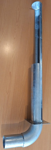 Inblaasstuk met bocht en montageplaat voor buis  90 mm